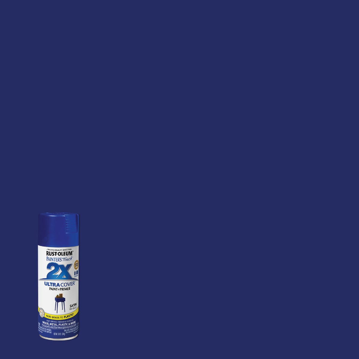 Rust-Oleum Painter's Touch 2X Ultra Cover 12 Oz. Satin Paint + Primer Spray Paint, Ink Blue