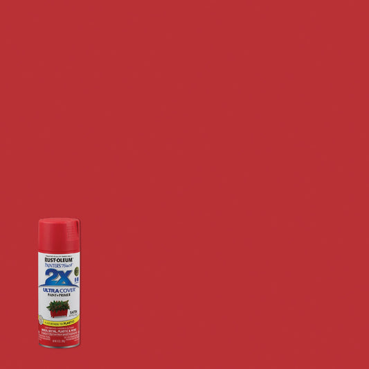 Rust-Oleum Painter's Touch 2X Ultra Cover 12 Oz. Satin Paint + Primer Spray Paint, Apple Red