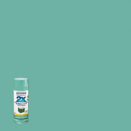 Rust-Oleum Painter's Touch 2X Ultra Cover 12 Oz. Satin Paint + Primer Spray Paint, Vintage Teal