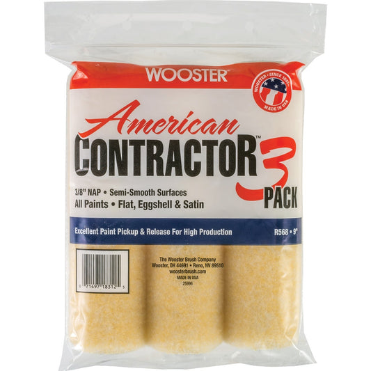 Wooster American Contractor 9 In. x 3/8 In. Knit Fabric Roller Cover (3-Pack)