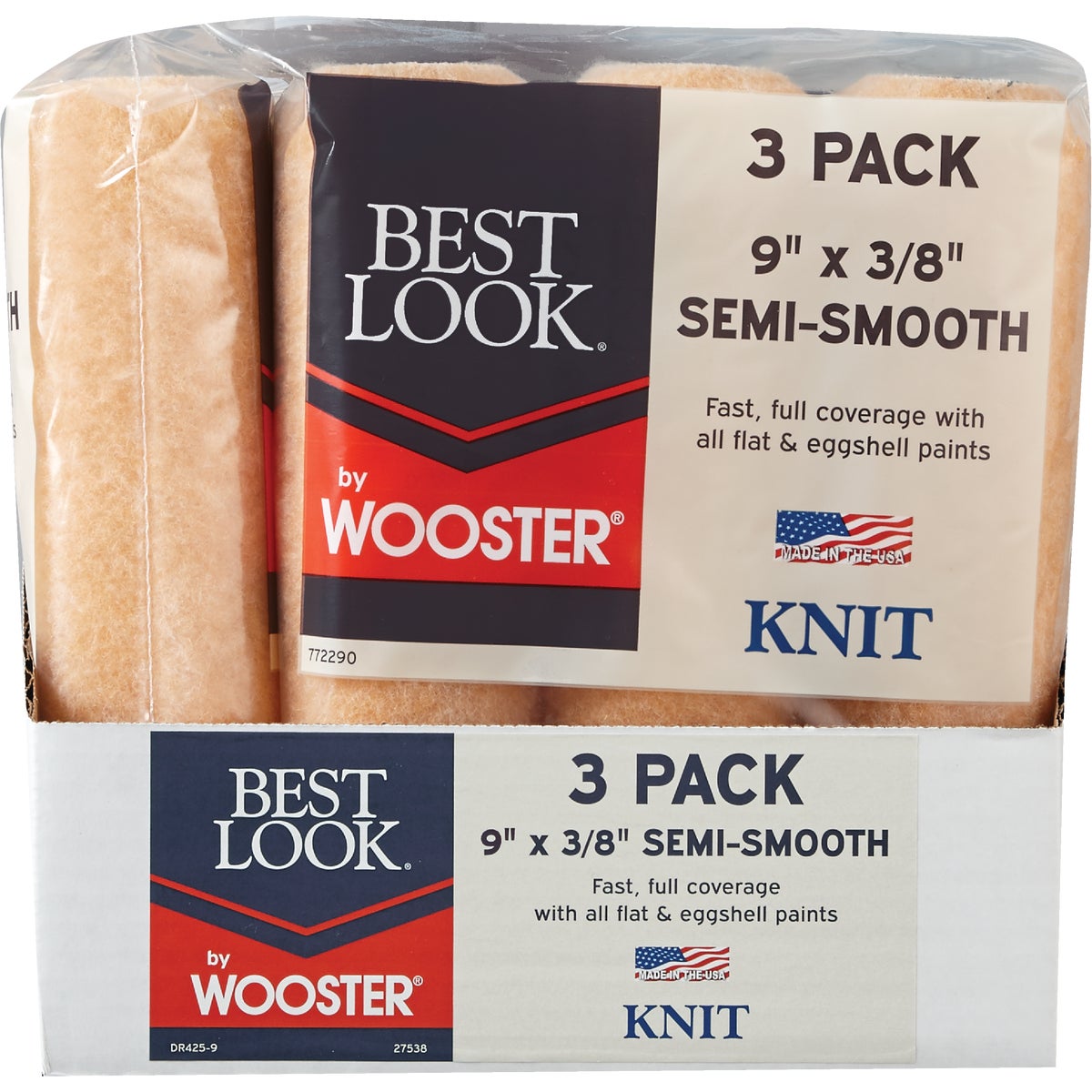 Best Look By Wooster 9 In. x 3/8 In. Knit Fabric Roller Cover (3-Pack)