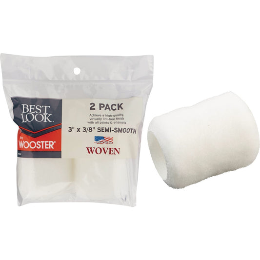 Best Look By Wooster 3 In. x 3/8 In. Woven Fabric Roller Cover (2-Pack)