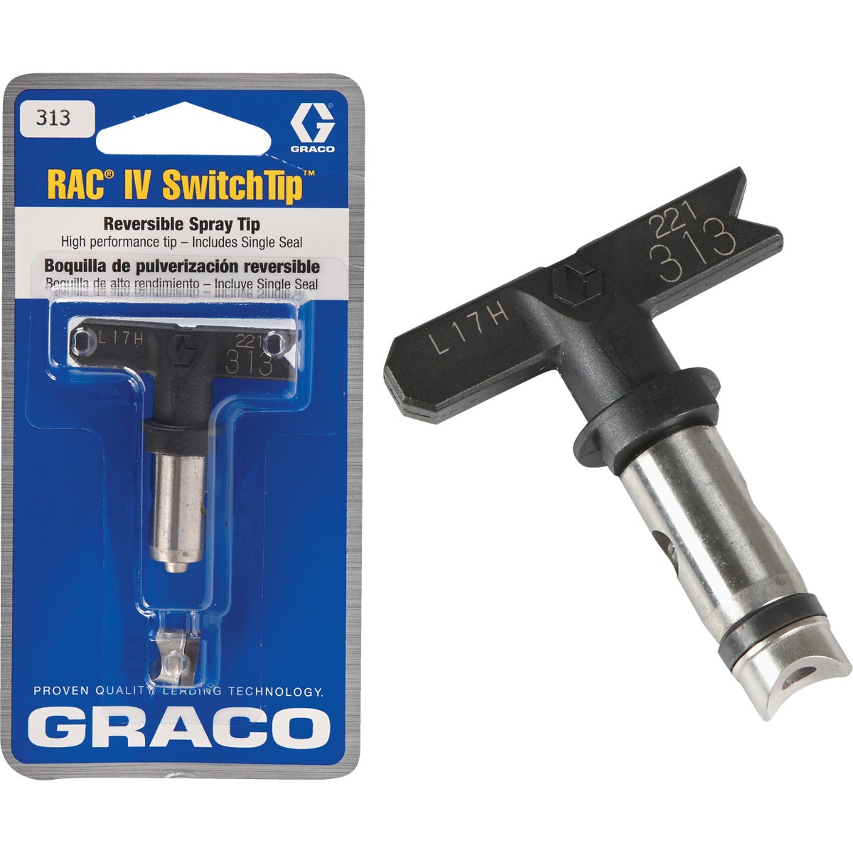 Graco Reverse-A-Clean 6 to 8 In. W. 0.013 In. Tip Paint Sprayer Airless Spray Tip