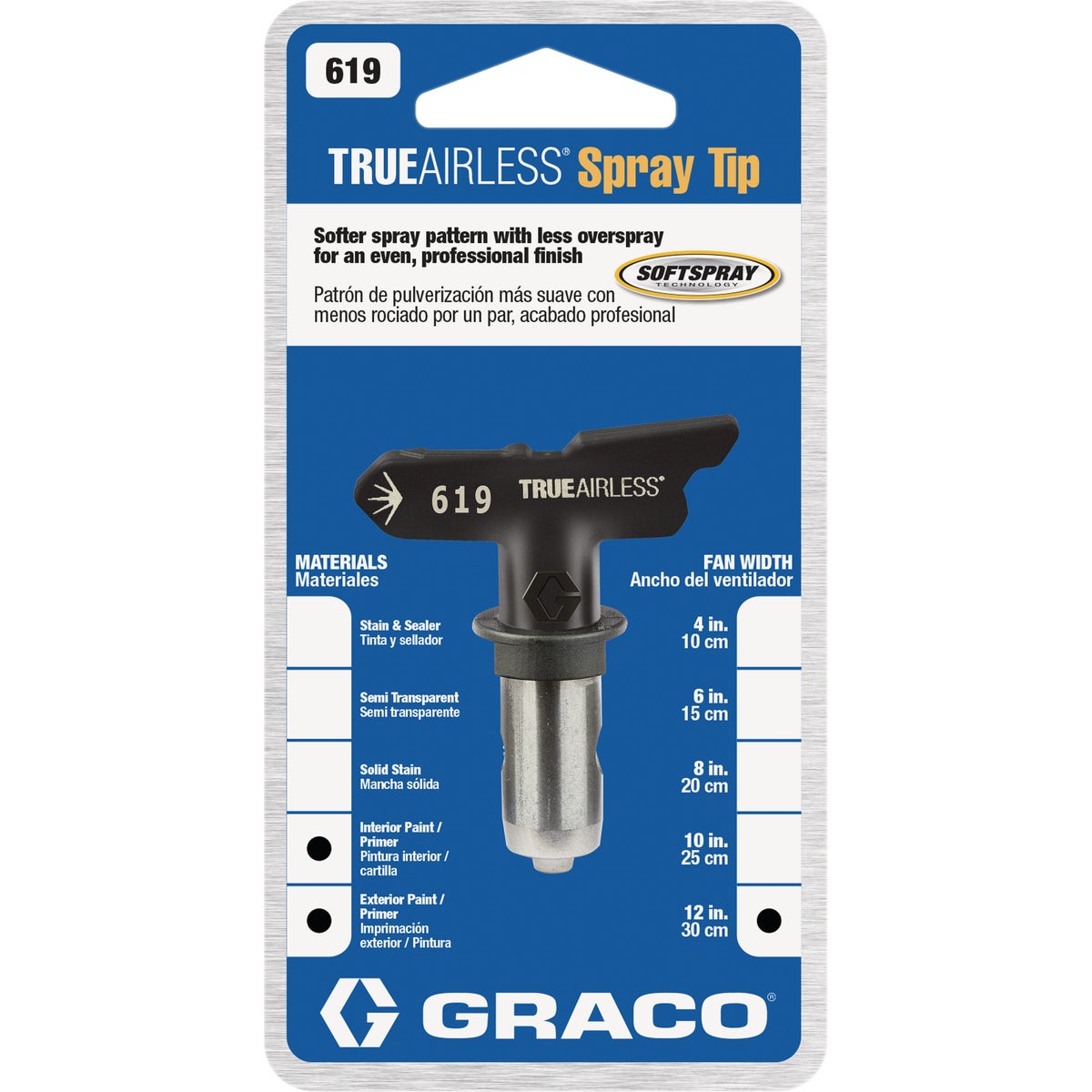 Graco Reverse-A-Clean 12 To 14 In. W. 0.019 In. Tip Paint Sprayer Airless Spray Tip