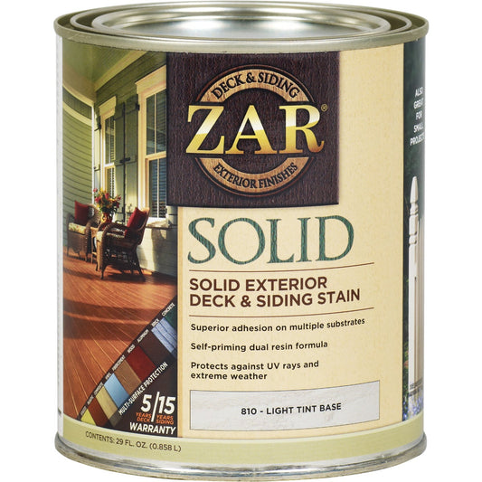 ZAR Solid Deck & Siding Stain, Light Tint Base, 1 Qt.