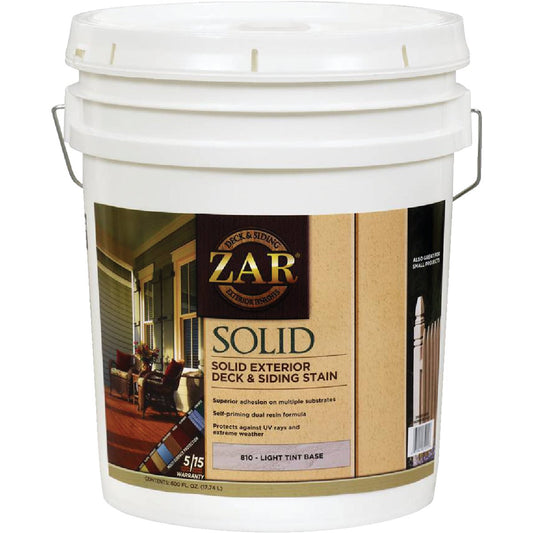 ZAR Solid Deck & Siding Stain, Light Tint Base, 5 Gal.