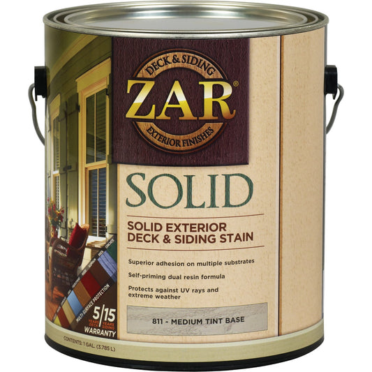 ZAR Solid Deck & Siding Stain, Medium Tint Base, 1 Gal.