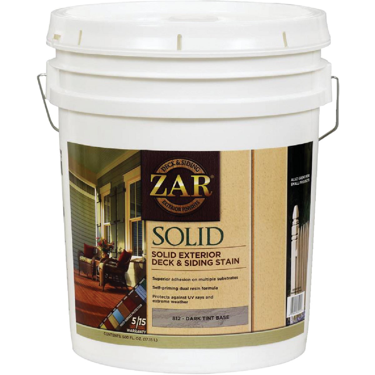 ZAR Solid Deck & Siding Stain, Dark Tint Base, 5 Gal.