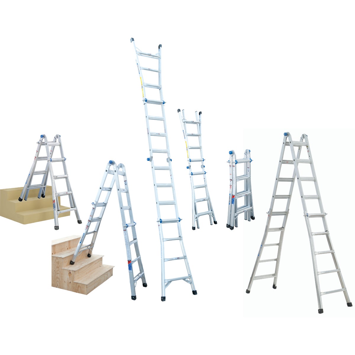 Werner 15 Ft. Aluminum Multi-Position Telescoping Ladder with 300 Lb. Load Capacity Type IA Ladder Rating