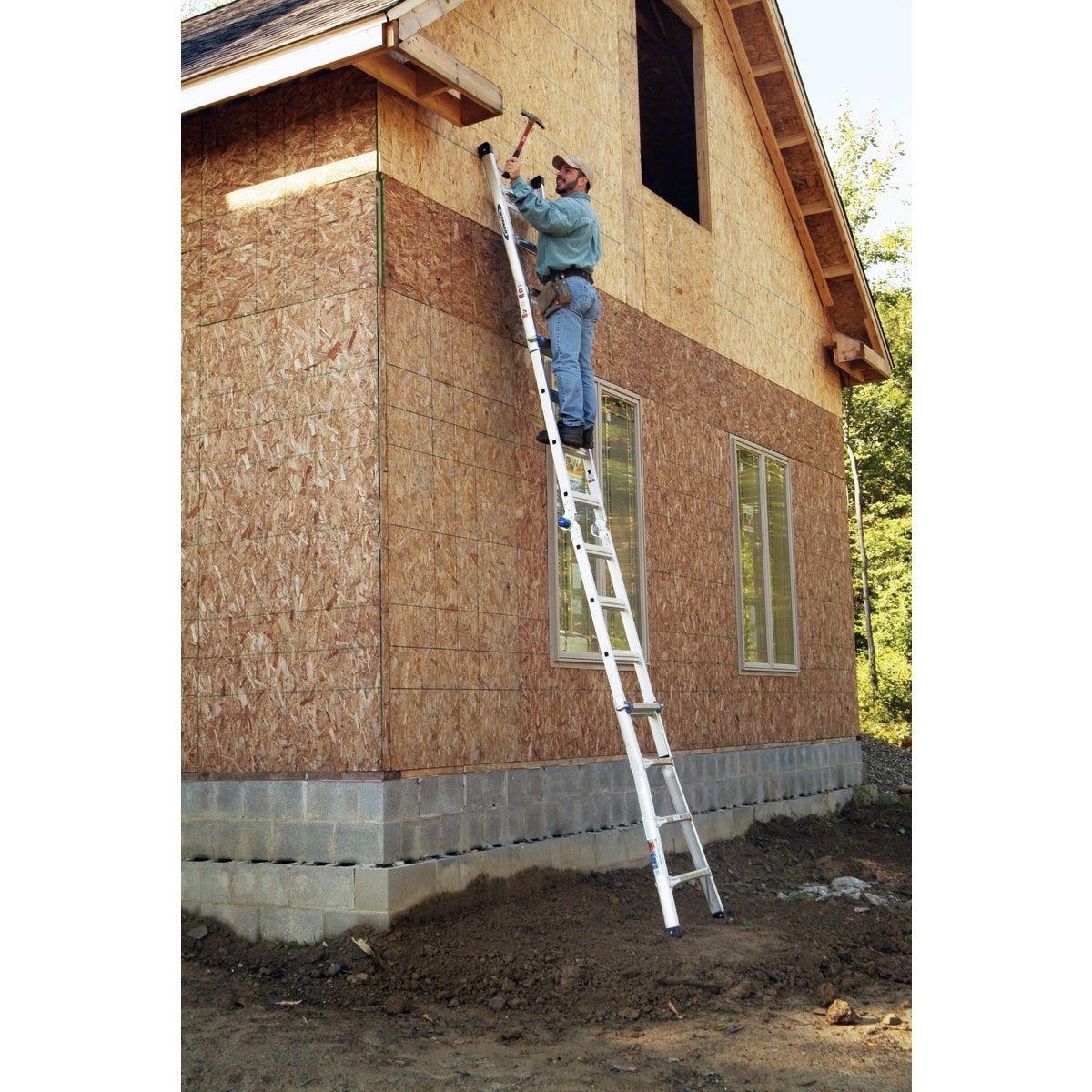 Werner 15 Ft. Aluminum Multi-Position Telescoping Ladder with 300 Lb. Load Capacity Type IA Ladder Rating