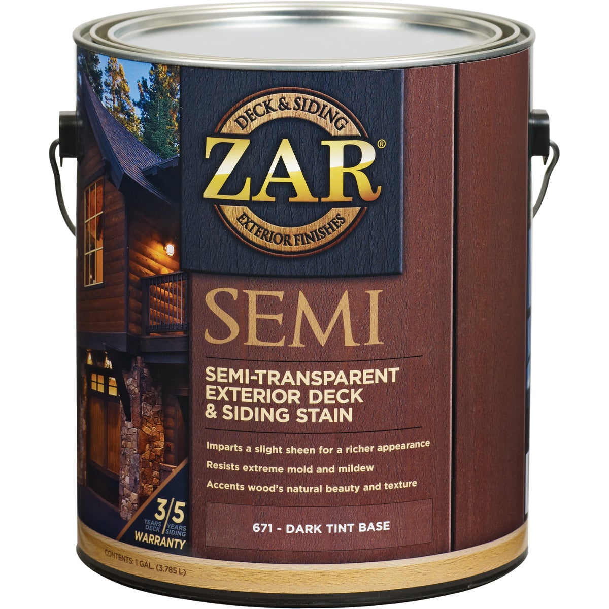 ZAR Semi-Transparent Exterior Deck & Siding Stain, Dark Tint Base, 1 Gal.