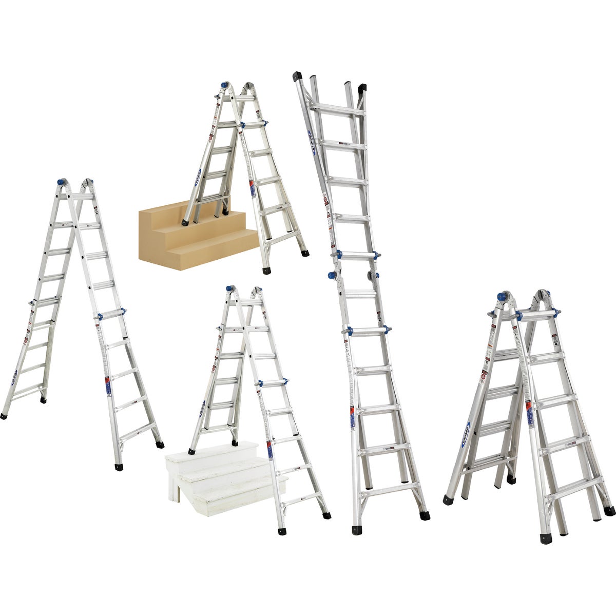 Werner 19 Ft. Aluminum Multi-Position Telescoping Ladder with 300 Lb. Load Capacity Type IA Ladder Rating