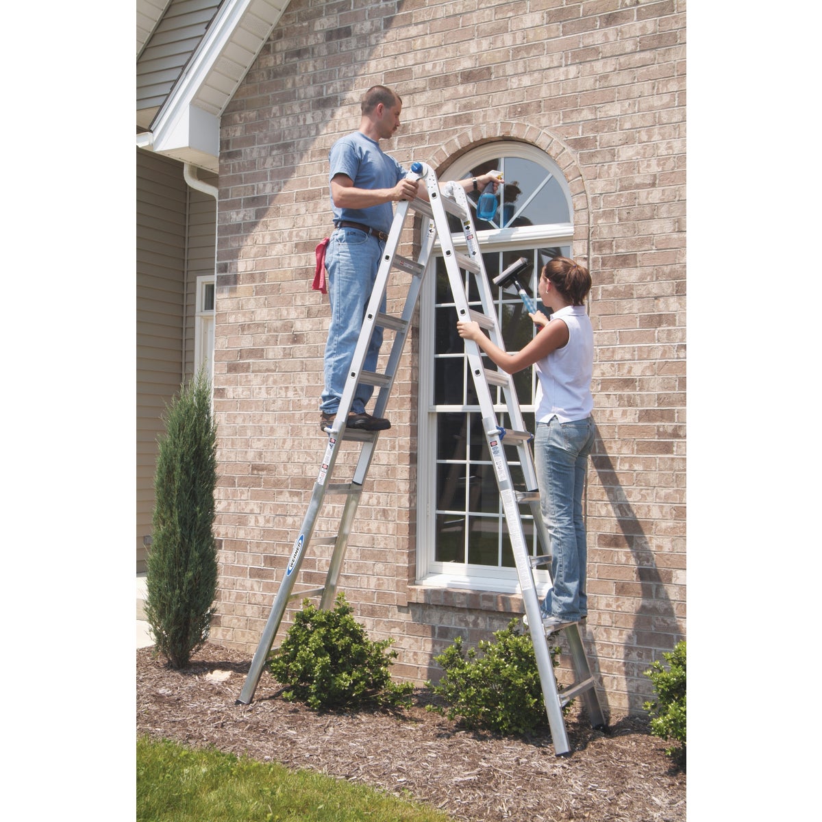 Werner 19 Ft. Aluminum Multi-Position Telescoping Ladder with 300 Lb. Load Capacity Type IA Ladder Rating