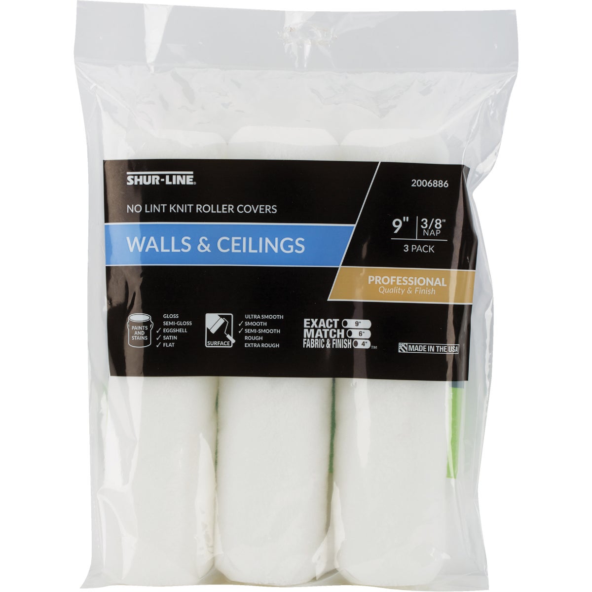 Shur-Line 9 In. x 3/8 In. Knit Fabric Roller Cover (3-Count)