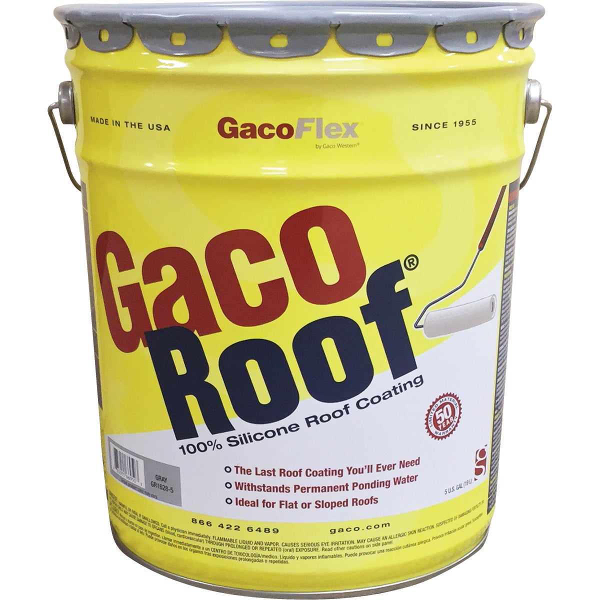 GacoFlex GacoRoof VOC-Compliant Silicone Roof Coating, Gray, 5 Gal.