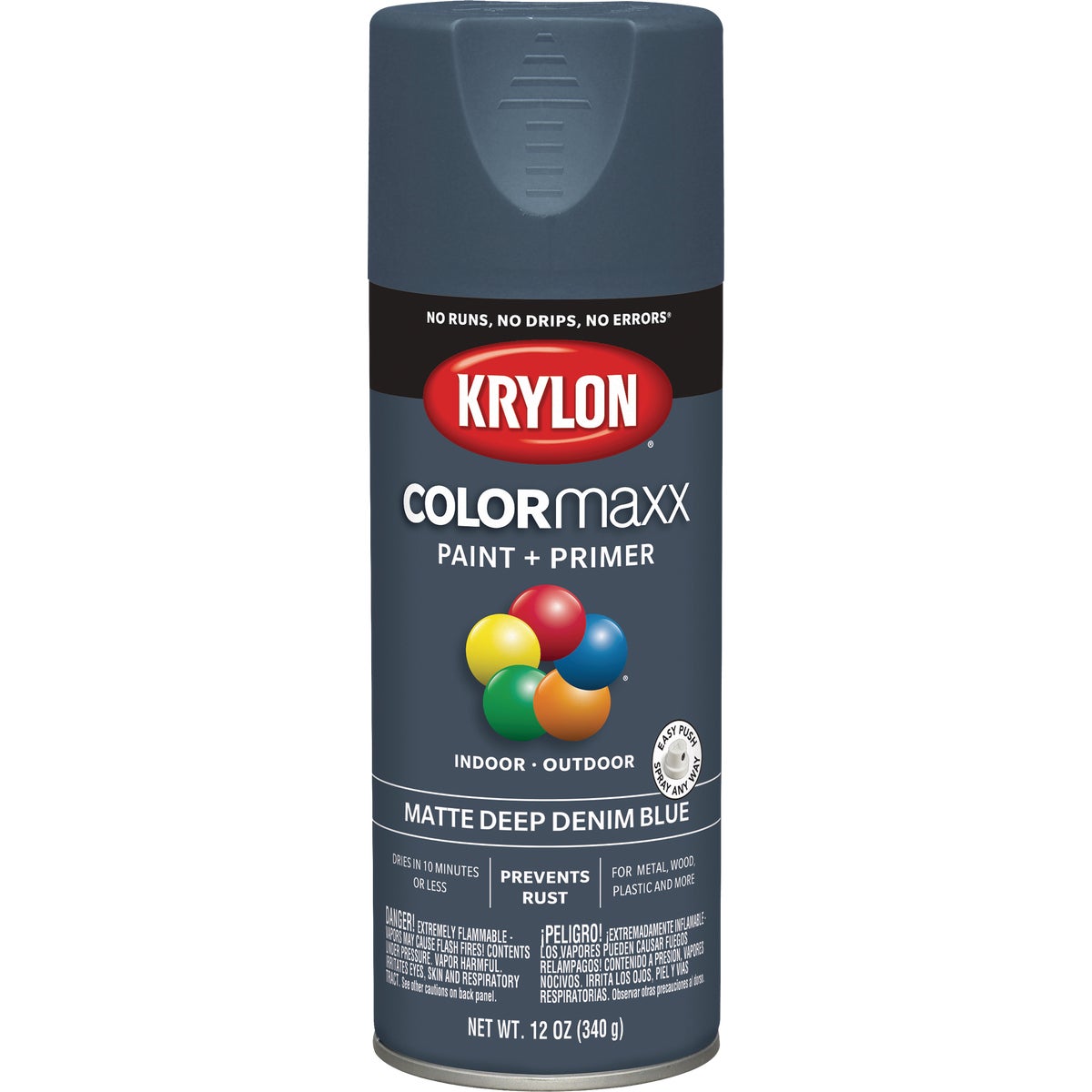 Krylon Colormaxx Matte Spray Paint & Primer, Denim Blue