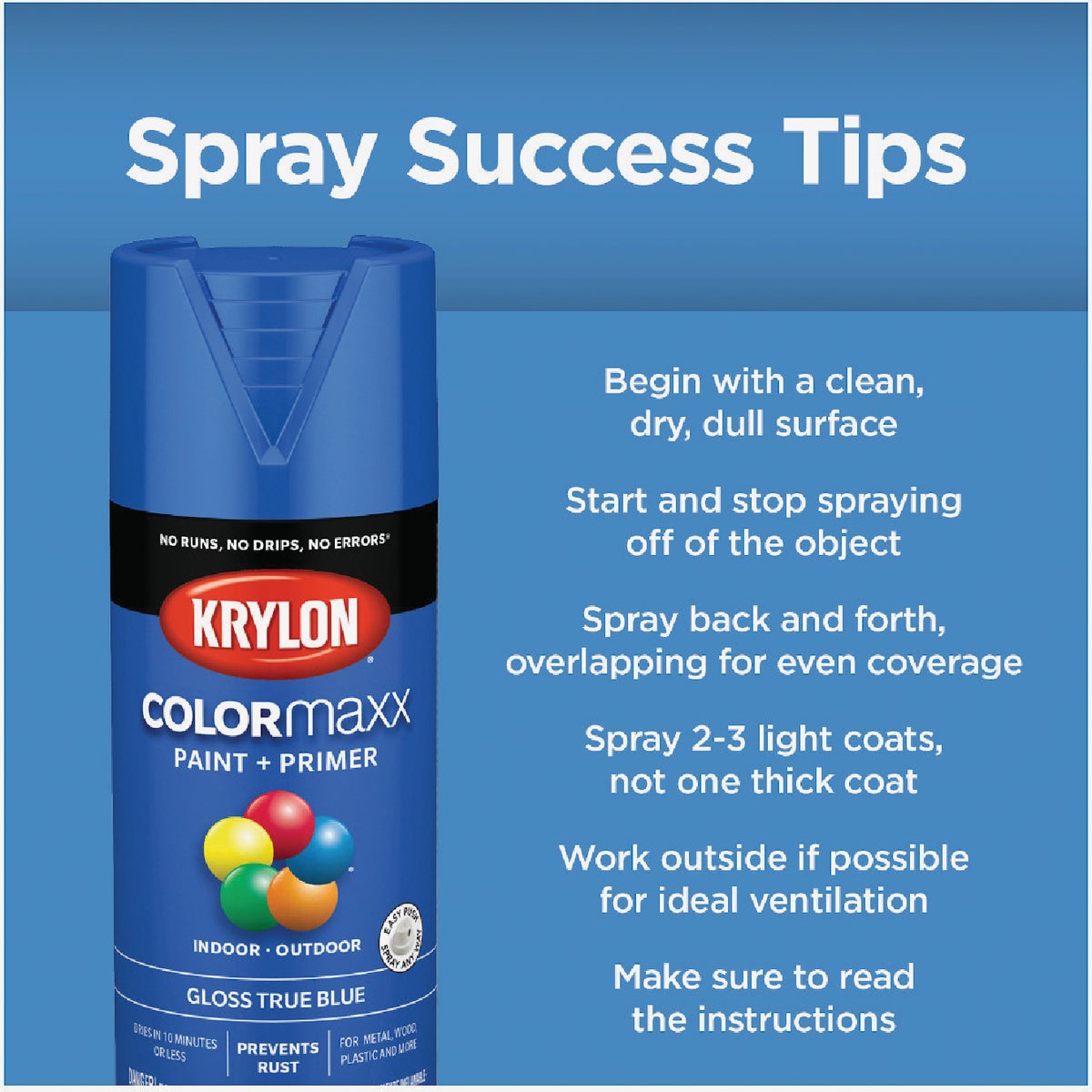 Krylon Colormaxx Matte Spray Paint & Primer, Denim Blue