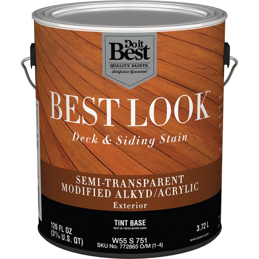 Best Look Semi-Transparent Deck & Siding Exterior Stain, Tint Base, 1 Gal.