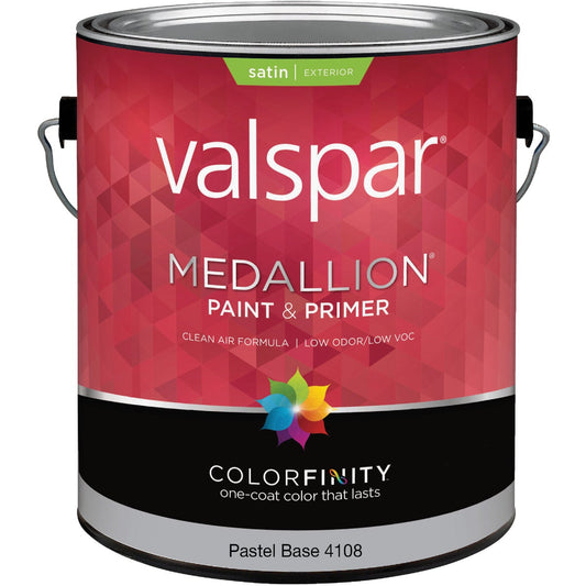 Valspar Medallion 100% Acrylic Paint & Primer Satin Exterior House Paint, Pastel Base, 1 Gal.