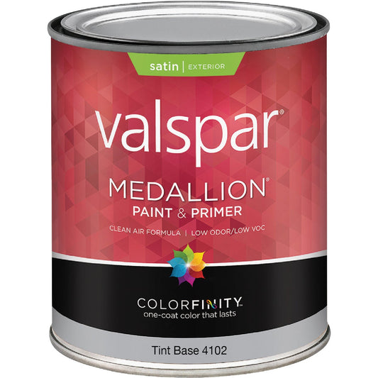 Valspar Medallion 100% Acrylic Paint & Primer Satin Exterior House Paint, Tint Base, 1 Qt.