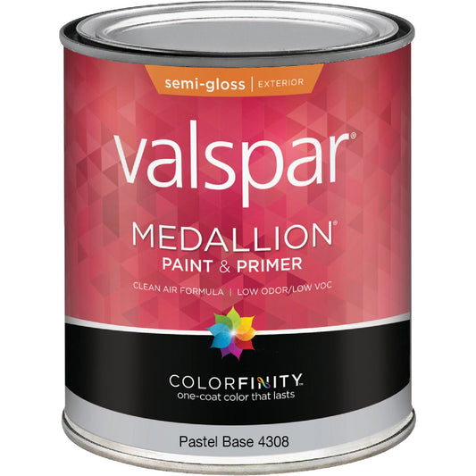 Valspar Medallion 100% Acrylic Paint & Primer Semi-Gloss Exterior House Paint, Pastel Base, 1 Qt.