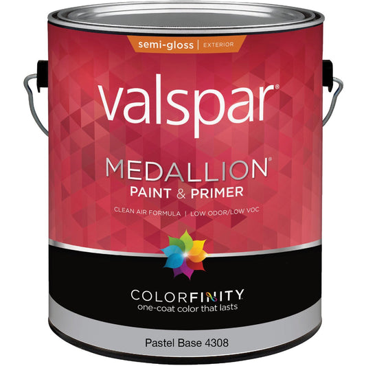 Valspar Medallion 100% Acrylic Paint & Primer Semi-Gloss Exterior House Paint, Pastel Base, 1 Gal.