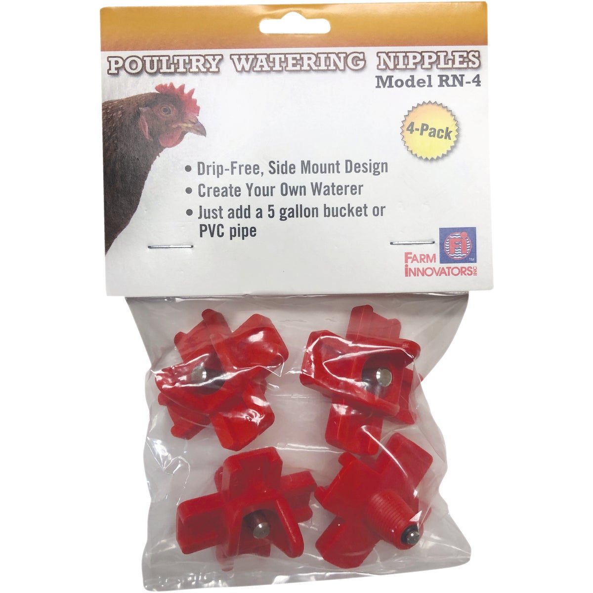 Farm Innovators 1 In. x 1 In. Plastic Poultry Watering Nipple (4-Pack)