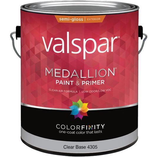 Valspar Medallion 100% Acrylic Paint & Primer Semi-Gloss Exterior House Paint, Clear Base, 1 Gal.