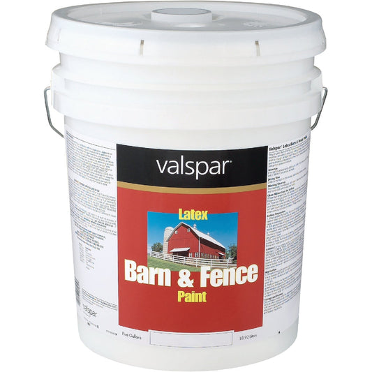 Valspar Latex Paint & Primer In One Flat Barn & Fence Paint, Red, 5 Gal.