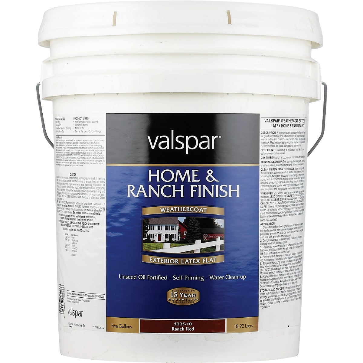 Valspar Exterior Latex Self Priming Flat Home And Ranch Finish, Ranch Red, 5 Gal.