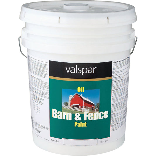 Valspar Oil Paint & Primer In One Low Sheen Barn & Fence Paint, Red, 5 Gal.