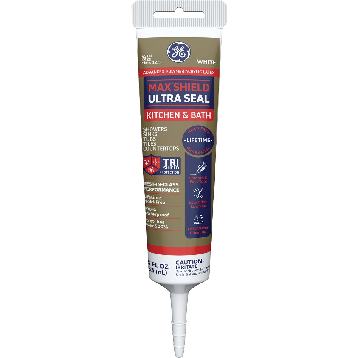 GE Max Shield Ultra Seal 5.5 Oz. White Advanced Polymer Acrylic Latex Kitchen & Bath Sealant