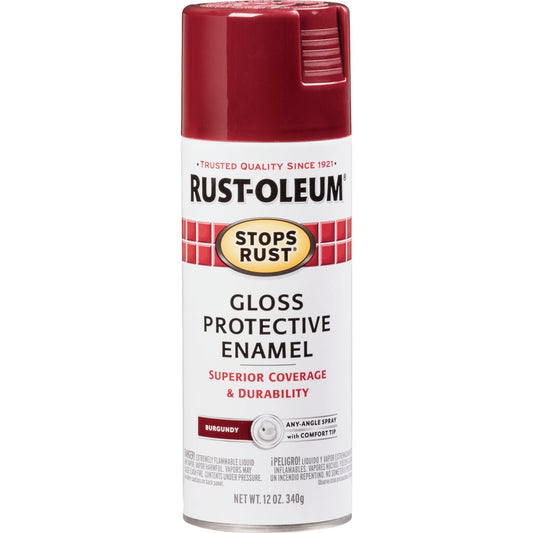 Rust-Oleum Stops Rust Burgundy Gloss 12 Oz. Anti-Rust Spray Paint