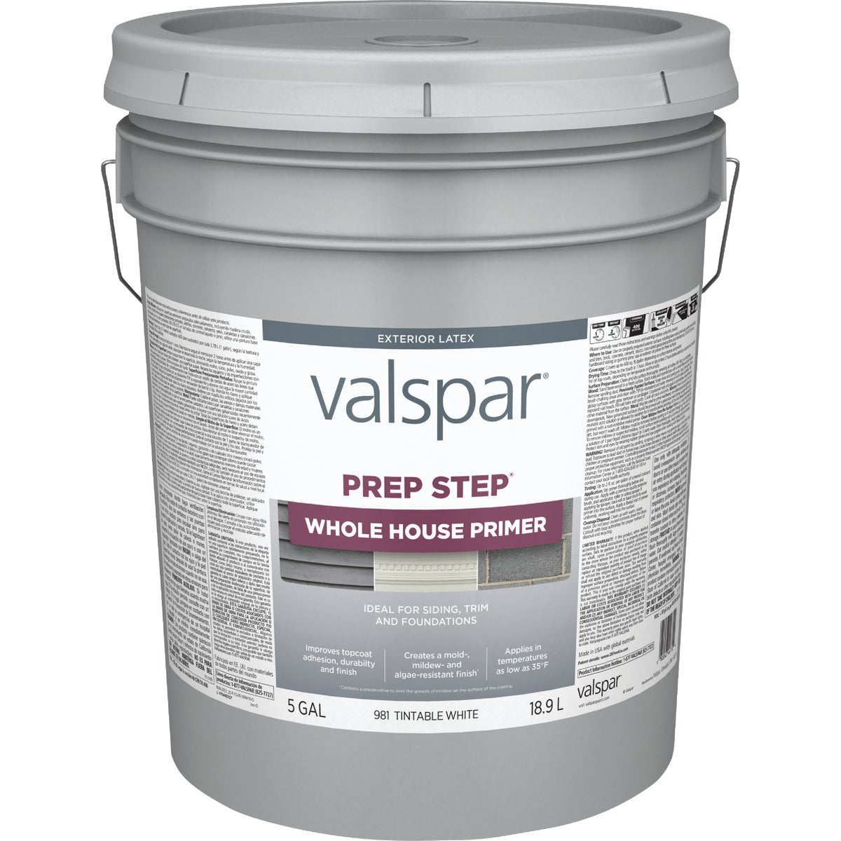 Valspar Prep-Step White Exterior Primer, 5 Gal.