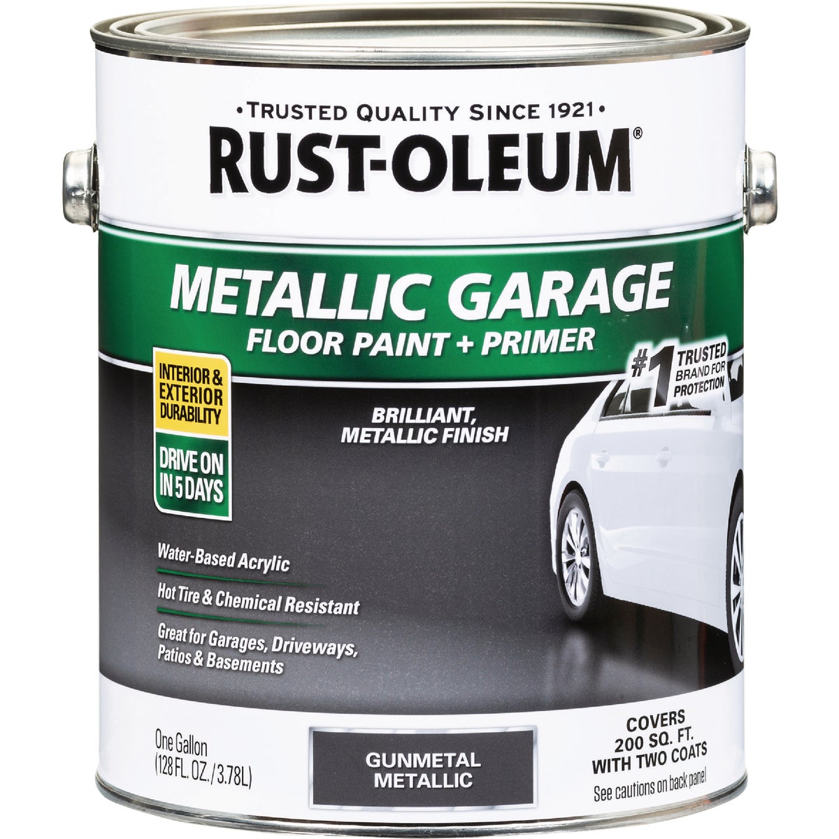 Rust-Oleum Metallic Garage Floor Paint + Primer, 1 Gal., Gunmetal Gray