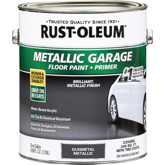 Rust-Oleum Metallic Garage Floor Paint + Primer, 1 Gal., Gunmetal Gray