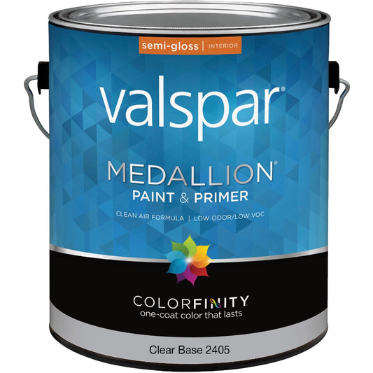 Valspar Medallion 100% Acrylic Paint & Primer Semi-Gloss Interior Wall Paint, Clear Base, 1 Gal.