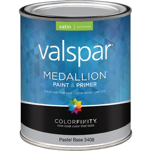 Valspar Medallion 100% Acrylic Paint & Primer Satin Interior Wall Paint, Pastel Base, 1 Qt.