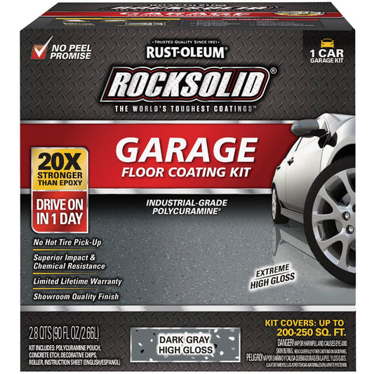 Rust-Oleum RockSolid VOC Free Garage Floor Coating Kit, Dark Gray, 90 Oz.