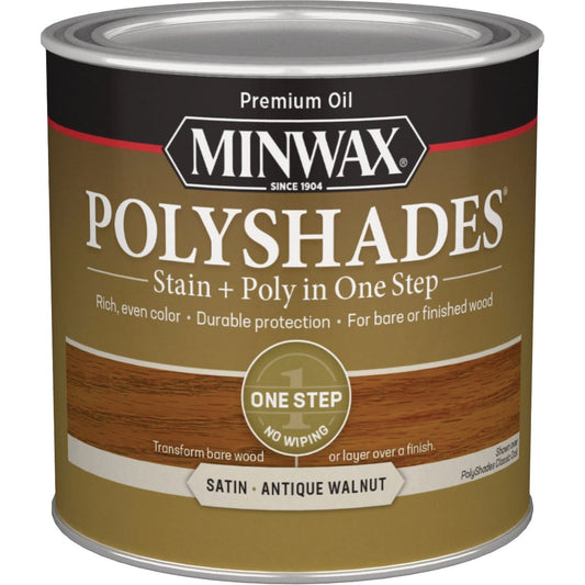 Minwax Polyshades 1/2 Pt. Satin Stain & Finish Polyurethane In 1-Step, Antique Walnut