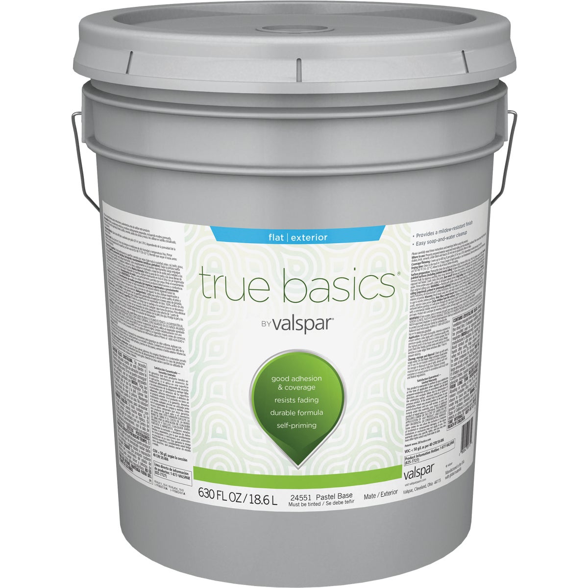 True Basics by Valspar Flat Exterior Paint, 5 Gal., Pastel Base