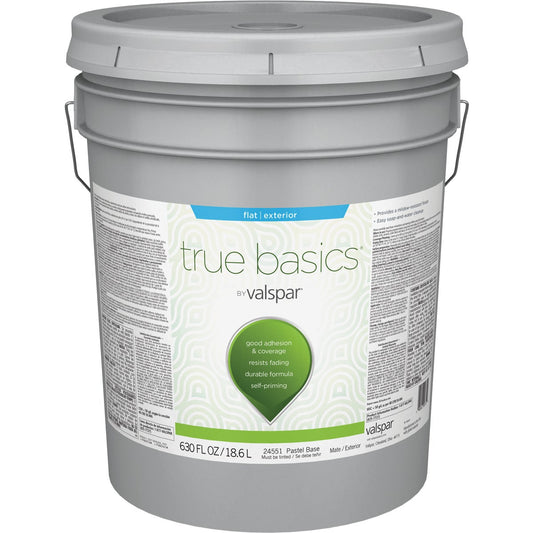 True Basics by Valspar Flat Exterior Paint, 5 Gal., Pastel Base