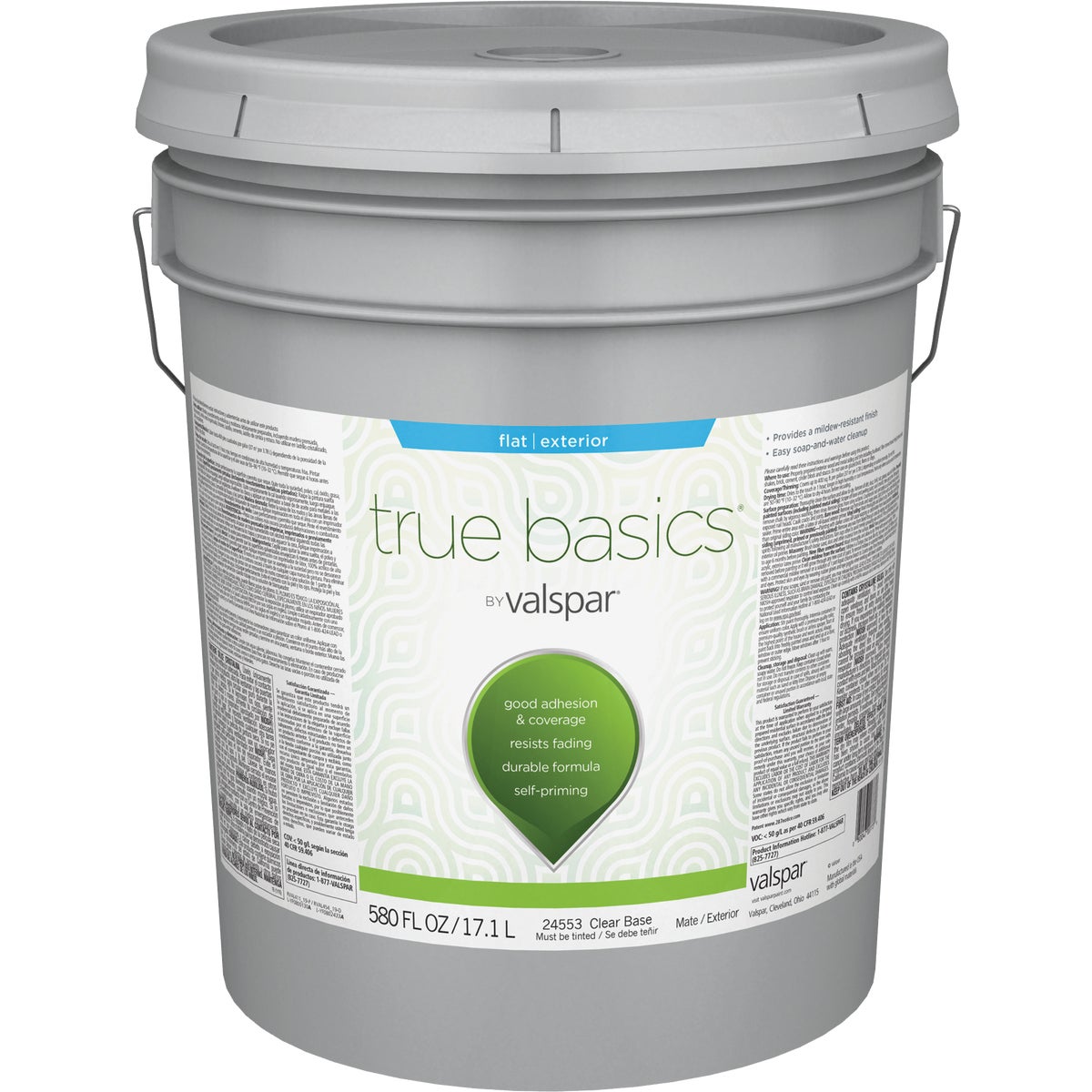 True Basics by Valspar Flat Exterior Paint, 5 Gal., Clear Base