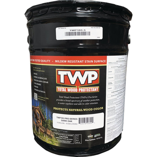 TWP100 Pro Series Semi-Transparent Wood Protectant Deck Stain, Dark Oak, 5 Gal.