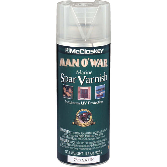 McCloskey Man O'War Satin Marine Spar Spray Varnish, 11.5 Oz.