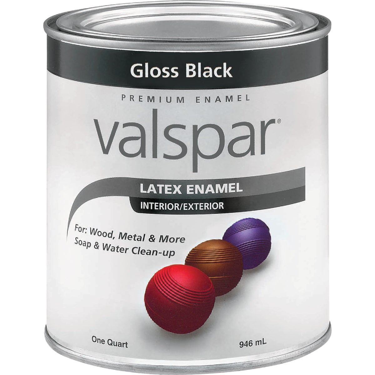 Valsar Premium Latex Enamel, Gloss Black, 1 Qt.