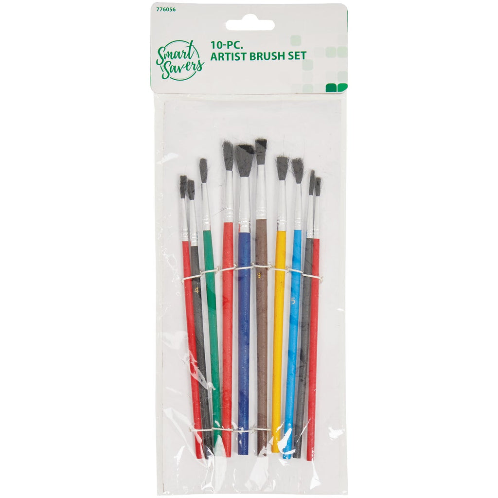 Smart Savers Assorted - 1/8 In. To 1/4 In. Polyester Artist Brush Set (10-Piece)