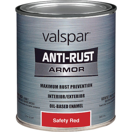 Valspar Oil-Based Gloss Anti-Rust Armor Safety Color Rust Control Enamel, Safety Red, 1 Qt.