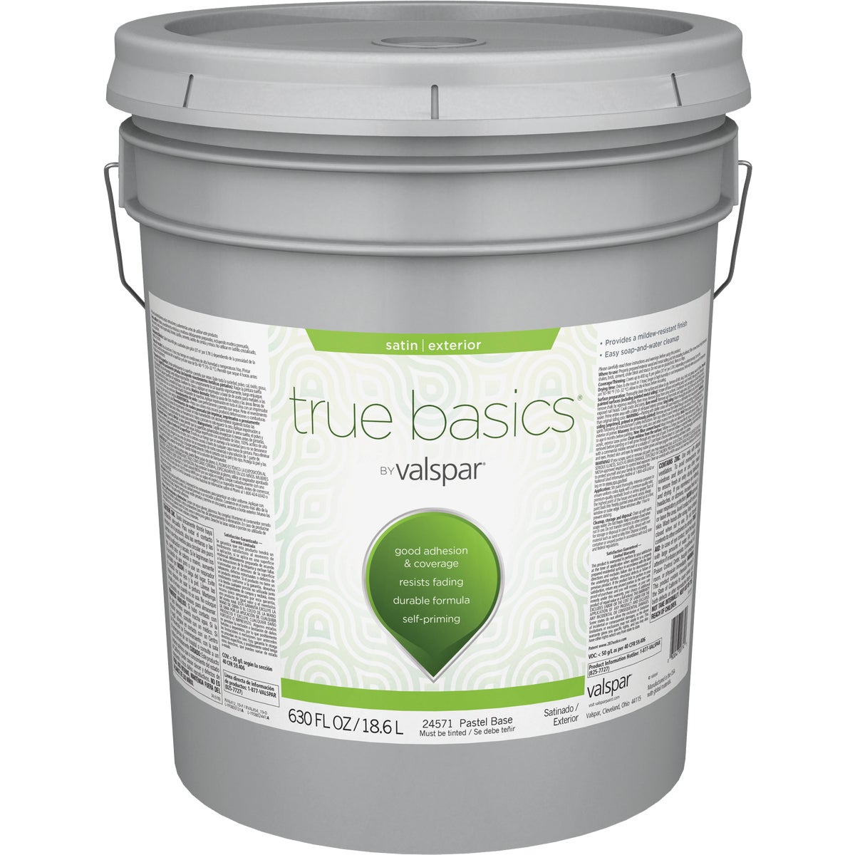 True Basics by Valspar Satin Exterior Paint, 5 Gal., Pastel Base