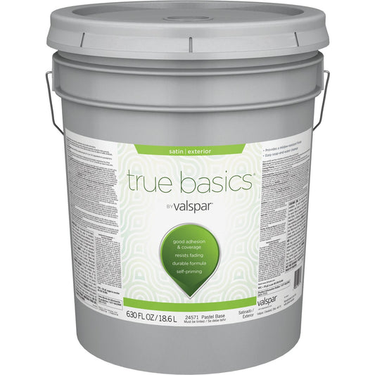 True Basics by Valspar Satin Exterior Paint, 5 Gal., Pastel Base